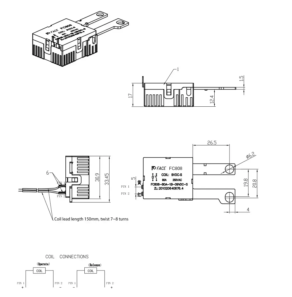 80A Three-Phase Wall-Mounted Latching Relay